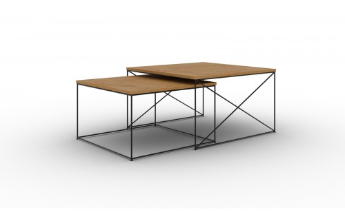 Sodobna kavna mizica 2v1 Licco z žičnimi nogami - ČRNA