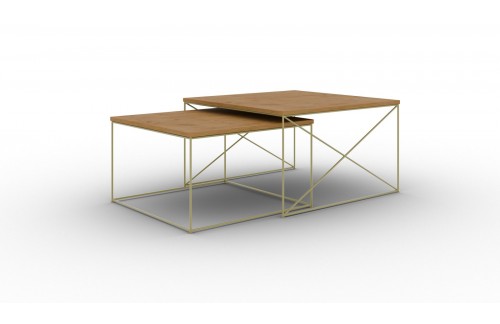 Sodobna kavna mizica 2v1 Licco z žičnimi nogami - ZLATA