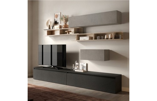 Sodobna siva stenska enota z regali INFINITY 2.0 900039-MRPB