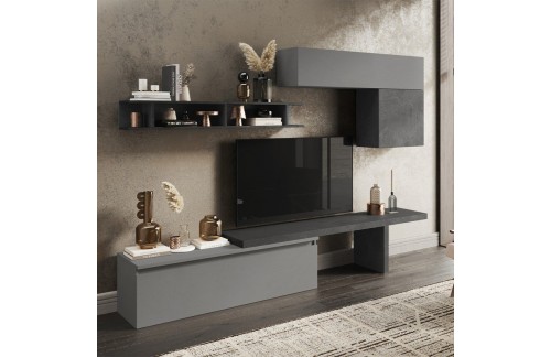 Sodobna siva stenska enota z visečimi elementi INFINITY 2.0 900025