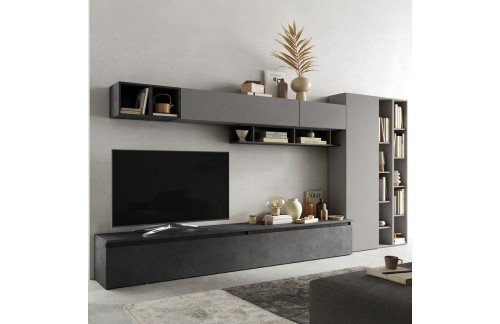 Sodobna siva TV stena z regali, 387x186 cm - INFINITY 2.0 900043-ADPB