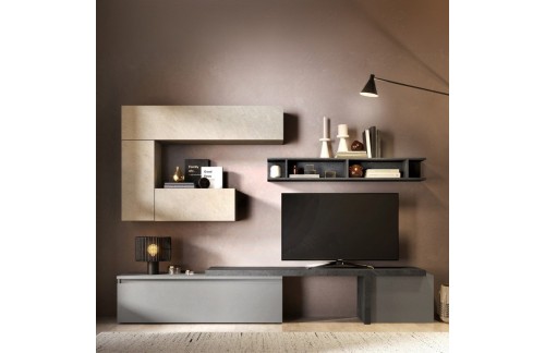 Sodobna siva TV stena z visečimi omaricami INFINITY 2.0 900040