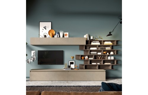 Sodobna stenska enota z regali in TV omarico INFINITY 2.0 900013