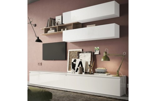 Sodobna stenska sestava z omaricami in polico INFINITY 2.0 900021-BIK