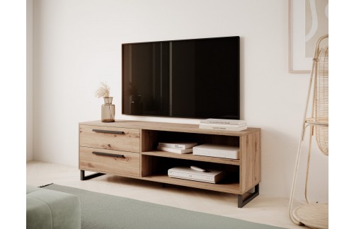 Sodobna TV omarica ARIA v barvi hrasta in črne - HRAST ARTISAN-ČRNA