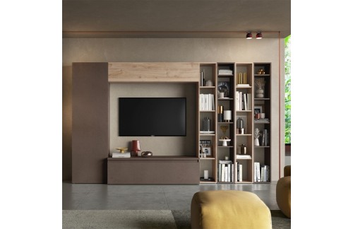 Sodobna TV stena z knjižno polico 305x186 cm INFINITY 2.0 900010-BRK