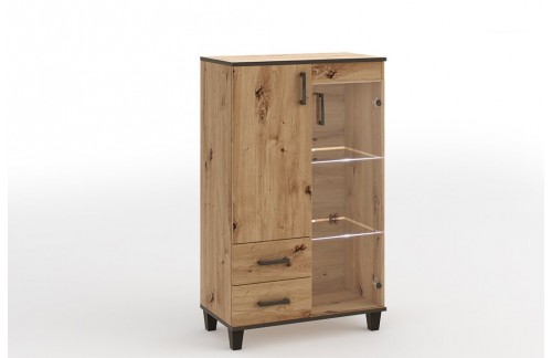 Sodobna vitrina POLA 01 v hrastovem dekorju - HRAST ARTISAN