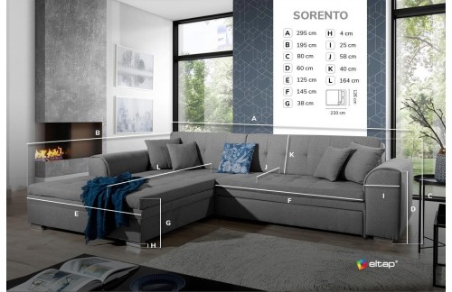 EKSPONAT SEDEŽNA GARNITURA SORENTO MODRA/BELA - LEVA POSTAVITEV