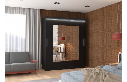 Spalna omara ROSETTE z ogledalom in LED, 180 cm