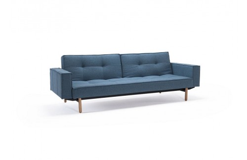 Kavč SPLITBACK SOFA BED z rokonasloni in s svetlo lesenimi nogicami