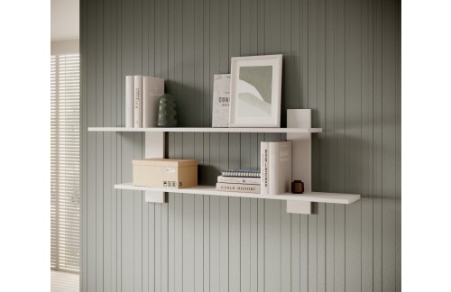 Stenska polica CESIRO z 2 policama, bela - BELA