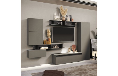 Stenska sestava za TV z omarami in policami INFINITY 2.0 900038