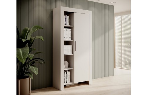 Stenski regal CESIRO z omarico - BELA