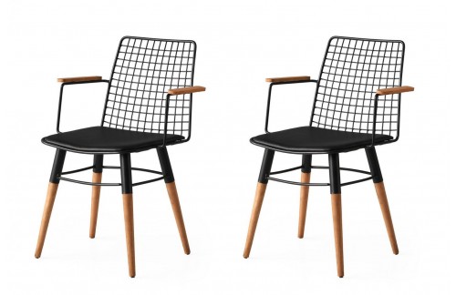 Stol Rona (Črna/Oreh) - 2 kosa