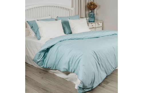 Posteljnina s trakci Tia Organic - modra