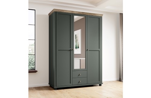 3-DELNA GARDEROBNA OMARA EVORA - ZELENA/LEFKAS HRAST