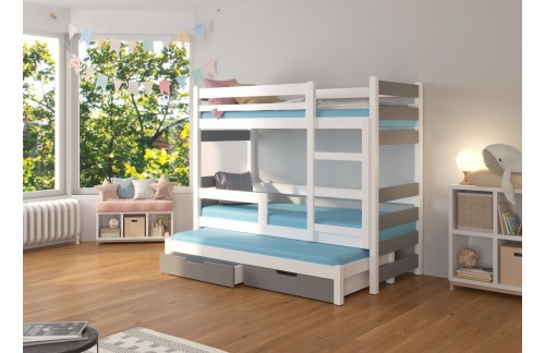 Trislojni pograd za 3 osebe z vzmetnicami KARLO - BELA