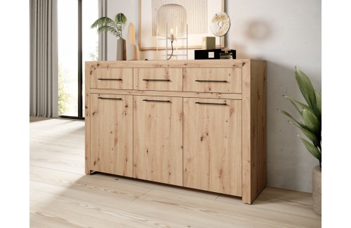 Trojvratna komoda JANEZ v hrastu Artisan - HRAST ARTISAN-ČRNA