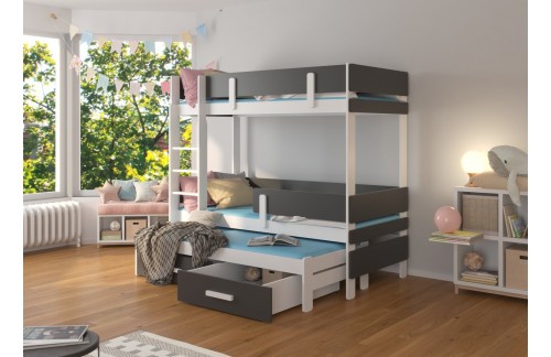 Troposteljna otroška postelja ETAPO 103 cm - BELA