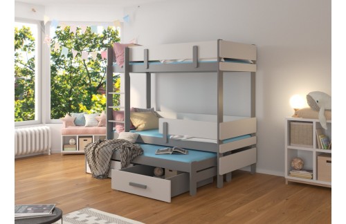 Troposteljna otroška postelja ETAPO 93 cm - SIVA