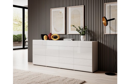 VELIKA KOMODA TOLEDO - BELA VISOK SIJAJ