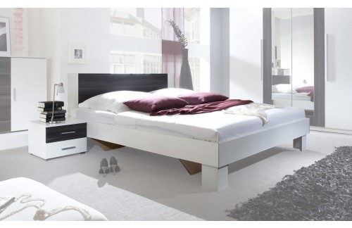 Postelja VERA z nočno omarico (bela-črn oreh)