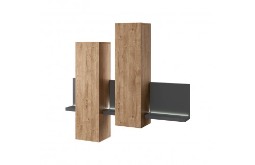 SESTAVLJENA VISEČA VITRINA LUCY - ANTRACIT/HRAST