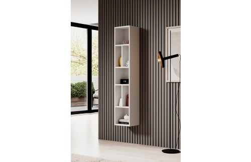 VISEČA KNJIŽNA POLICA TOLEDO - BELA VISOK SIJAJ