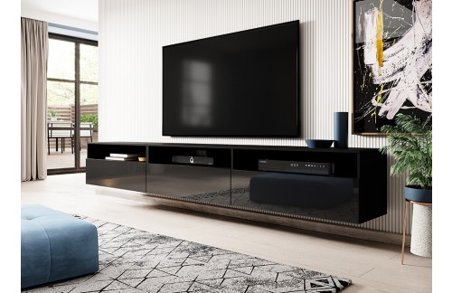 VISEČA TV-OMARICA ATHENS - MAT ČRNA/VISOK SIJAJ