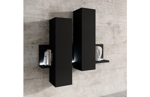 VISEČA VITRINA LUCY - ČRNA SUPERMAT