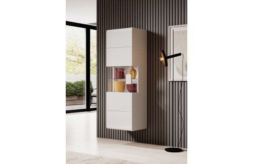 VISEČA VITRINA TOLEDO - BELA VISOK SIJAJ