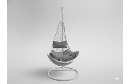 Viseči fotelj Miran S (bela/siva)