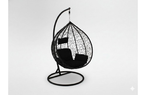 Viseči fotelj Narok (črn s črno blazino)