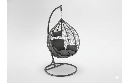 Viseči fotelj Naten (temno siv s temno sivo blazino)