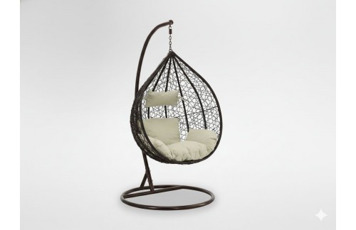 Viseči fotelj Neris (rjav z bež blazino)