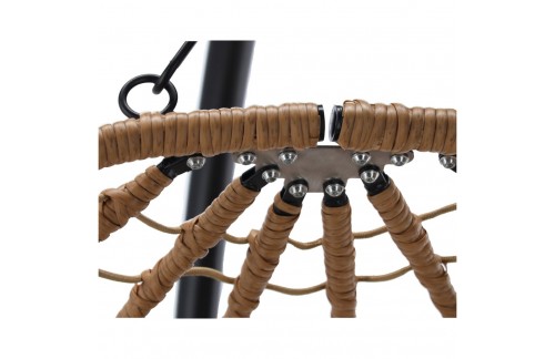 Viseči fotelj Porar (bež z bež blazino in črnim ogrodjem)