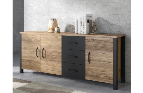 ŠIROKA KOMODA OLIN - SMREKA/ČRNA