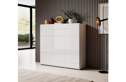 VISOKA KOMODA TOLEDO - BELA VISOK SIJAJ