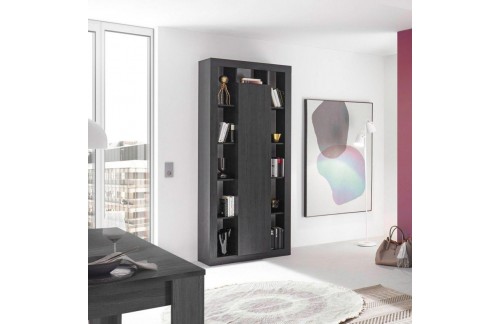 Visoka moderna črna knjižna omara z vrati RIMINI 208941-20