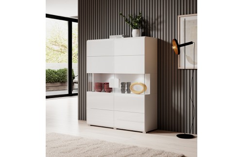 VISOKA VITRINA TOLEDO - BELA VISOK SIJAJ