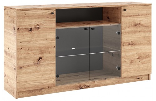 Vitrina Evi I z LED osvetlitvijo, hrast Artisan - HRAST ARTISAN-HRAST