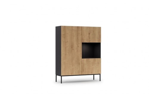 VITRINA LANZZI - ČRNA MAT/HRAST