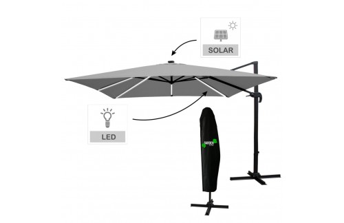 Vrtni senčnik z LED Roma 3x3m (SIVA)