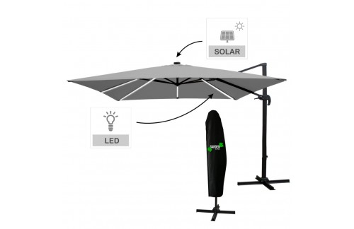 Vrtni senčnik z LED Roma 3x4m (SIVA)