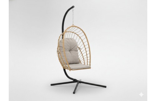 Zložljiv viseči fotelj Eris (rjav/siv)