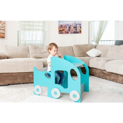 MONTESSORI MIZICA S STOLČKOM (MODRA/SIVA)