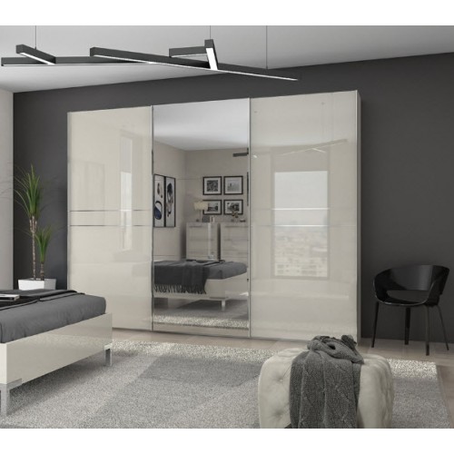 3-DELNA GARDEROBNA OMARA PIANO Z DRSNIMI VRATI IN OGLEDALOM (VEČ BARV)