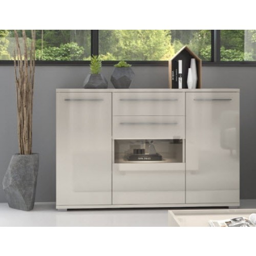 KOMODA RADDA PIANO K150V-3KS1F/PN Z OSVETLITVIJO - BEŽ