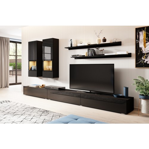 DNEVNI REGAL ATHENS - MAT ČRNA/VISOK SIJAJ