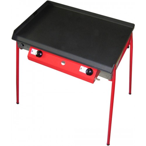 Plinski žar Gorenc, 65 x 40, s Fe ploščo 4 mm in kanalom za odtekanje maščobe. Plinski žar je opremljen z dvema gorilnikoma.